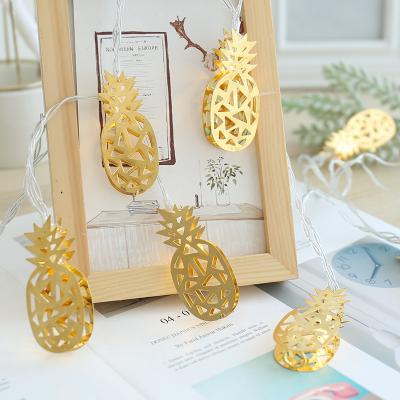 China String Double Layer Iron Art Pineapple Shape Led Decoration String Colorful Light Led Fairy Lights Battery Operated Yellow Fruit Lights for sale