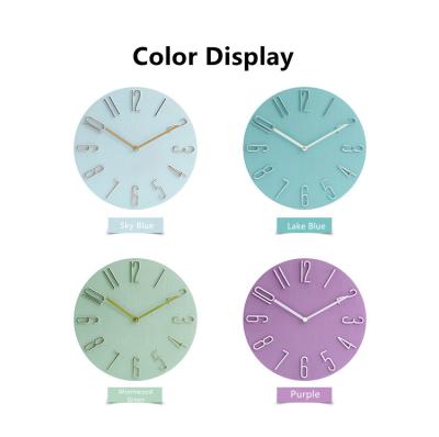 China Antique Style Simple Solid Color Wall Clock 12 Inch Home Accessories For Living Room Bedroom Mute Modern Clocks for sale