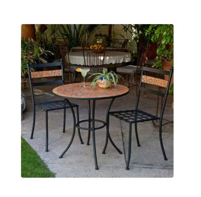 China Patio\Garden\Outdoor European\Hotel Bistro Leisure Mosaic Iron Sets Combination Of Three Sets Of Park Bistro Sets for sale