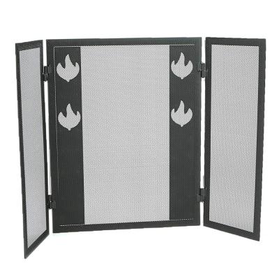 China Firewood Storage Fireplace Screen, Flame Symbol Novel Design, With Mesh Surface Protection Sparks Spray Screen for sale