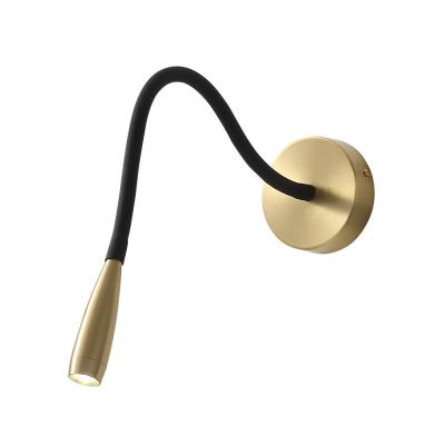 China Modern Nordic Modern Minimalist Creative Adjust Flexible COB LED Bedroom Hotel Bedside Brass Folding Arm Indoor Wall Lamp Read Light for sale