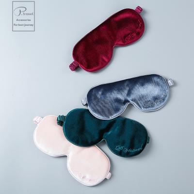 China P.Travel MOQ10 Pcs Custom Pink Gray Travel Velvet Eye Mask Durable Green Night Sleep Silk Eye Mask for sale