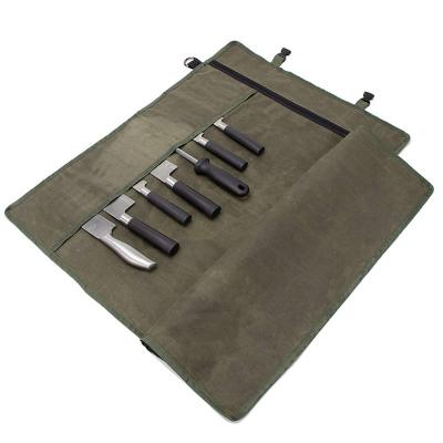 China Multifuction Tool Bag Waterproof Outdoor Picnic Camping BBQ Roll Up Canvas Garden Storage Portable Wholesale Waxed Knife Split Tool Bag for sale