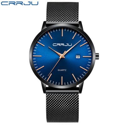 China Ultra-thin Automatic Date CRRJU 2172 Men Watch Luxury Fashion Brand Japan Movement Date Men Watches Waterproof Sport Quartz Male Clock for sale