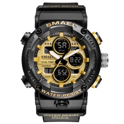 China SMAEL 8038 Automatic Date Sports Watch Men Waterproof LED Digital Watches Large Dial Stopwatch Clock For Watches Quartz for sale