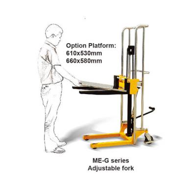 China Widely Used ME-C Series 1 TON 2 TON Hand Platform Stacker with Hydraulic Pump Truck Mounted Forklift for ONE Year Warranty for sale