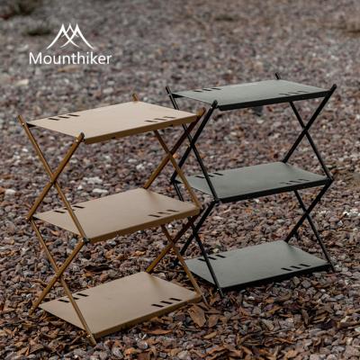 China Portable Outdoor Picnic Three-layer Shelf Camping Storage Rack Folding Shelf Other for sale