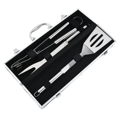 China Easily Cleaned 3pcs Stainless Steel Barbecue Tool Kit With Aluminum Case for sale