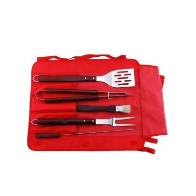 China Amazon Hot Selling Easily Cleaned 6pcs BBQ Outdoor Tool Kit With Apron Bag for sale