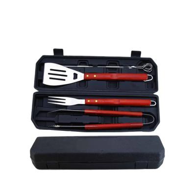 China Easily Cleaned Outdoor Wooden Handle 8pcs Barbecue Tool Kit With Aluminum Case for sale