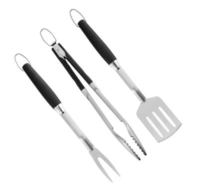 China Easily Cleaned Heavy Duty 3pcs BBQ Grilling Tool Kit of Grill Utensils Set with Spatula, Fork and Tongs for sale