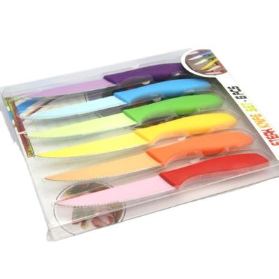 China Viable 6pcs Non Stick Colorful Knife Stainless Steel Kitchen Knife Set for sale