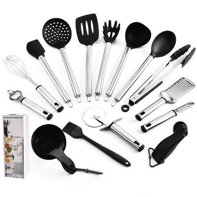 China 23 Pcs Silicone Stainless Steel Handle Kitchen Utensils and Appliances Non-Stick Viable Kitchen Utensil Sets for sale