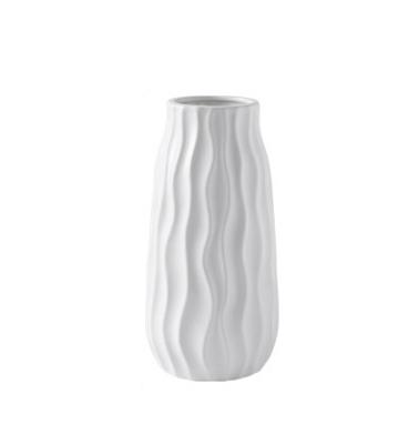 China exquisite & Durable high quality white ceramic flower arrangement in wave pattern vase flower vessel of simple and modern home decorative ornaments for sale