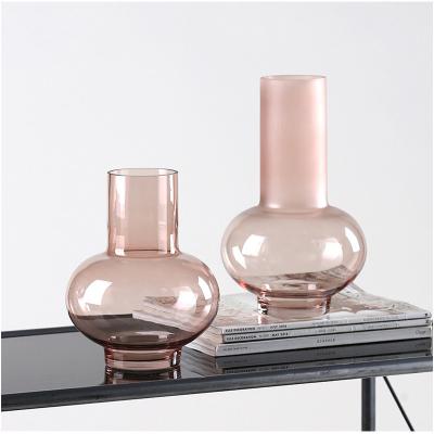 China exquisite & Wholesale Durable High Quality Glass Vases Modern Decorative Flower Bud In Pink Tall And Bubble Art Glass Vase For Floral Luxury Layout for sale