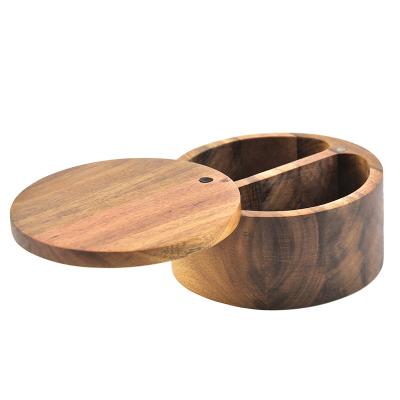 China Nature Sustainable Wholesale Custom Acacia Wood Seasoning Jar For Kitchen Counter for sale