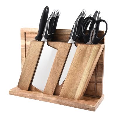 China High Selling Disposable Custom Acacia Wood Kitchen Knife Set With Stand Knives And Chopper And for sale