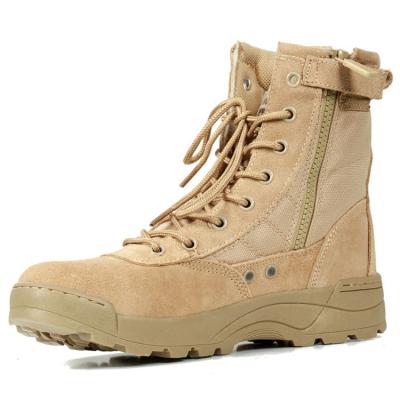 Κίνα Lace With Zipper Desert Combat Boots Kick Leather Top Military Tactical Boots And Strap Sand Color Suede Magic Beige Cowhide προς πώληση