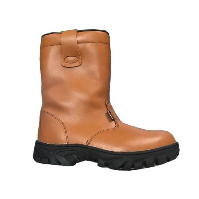 China High Quality Steel Toe Factory Winter Waterproof To Keep Warm Brown Leather Slip On No Lace Safety Boots With Fur for sale