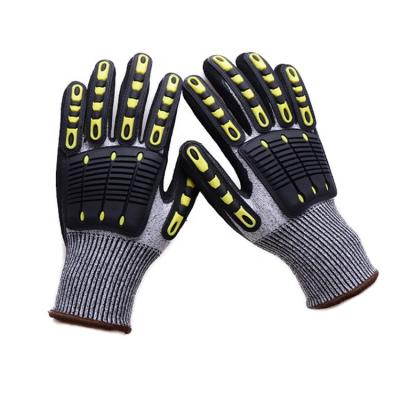 China HPPE Five Level Anti-Cut Nitrile Safety Anti-Collision Gloves Hot Selling HPPE Anti-Vibration Five Level Anti-Cut Nitrile Anti-Collision Outdoor Riding Protective Gloves for sale