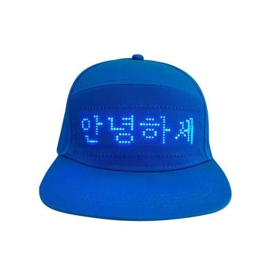 China Foreign Trade Advertising LED Hat Indoor BLUETOOTH APP To Change The Word LED Hat Glare Color Walk Word Cotton LED Luminous Hat for sale