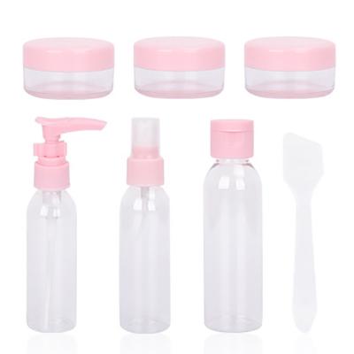 China Durable Travel Bottle Set 7 Pieces Heavy Duty Portable Cosmetic Cream Containers Travel Accessories Silicone Plastic Bottles Set Storage Bottles And Jars for sale