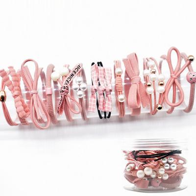 China 12pcs fashion children girls hair accessories cute red-pink hair ties durable traceless hair ring wholesale package with gift box for sale