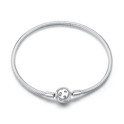 China CLASSIC Classic Global Zircon Heart Small Bead 925 Sterling Silver Bracelet For Kids And Girls for sale