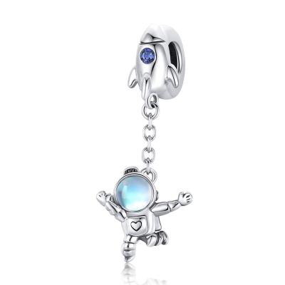 China FASHIONABLE Space Series Astronaut Small Crystal Pendant 925 Sterling Silver Charm Be Loved By Little Boys for sale