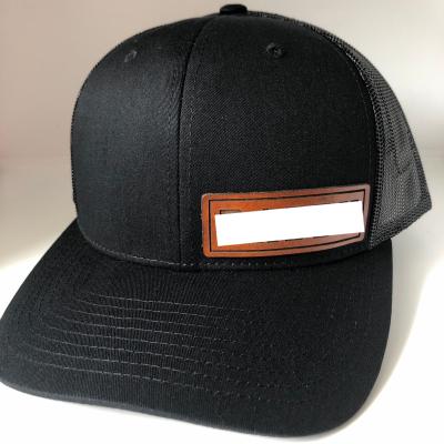 China Wholesale Custom Flat Brim Leather Patch Trucker Hat COMMON for sale