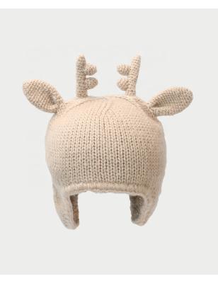 China JOINT Solid Color Women's Warm Earflap Winter Cute Knitted Hats With Ears Christmas Deer Skullcap Knit Hat for sale