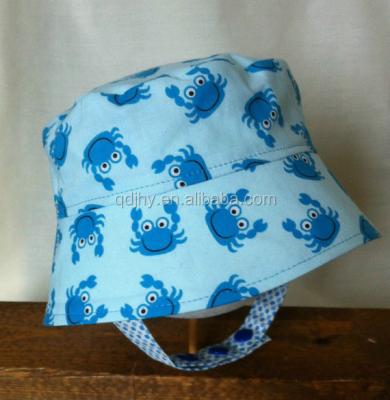 China Custom Reversible Eco-Friendly Casual Wide Brim Summer Baby Bucket Hat With Strap for sale