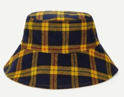 China Fashion Casual Cheap Custom Reversible Plaid Bucket Hat With Rope With Zipper Pocket Wholesale for sale