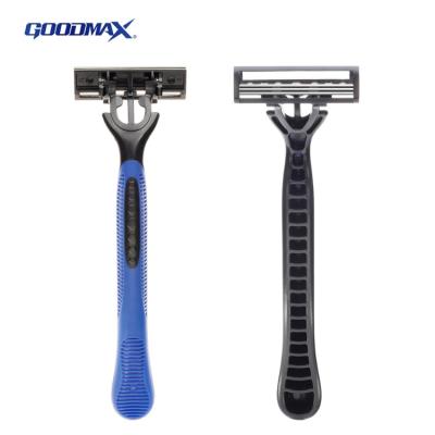 China OEM Hot Sale 3 Blade Triple Blade Rubber Grip Disposable Shaving Razor for sale