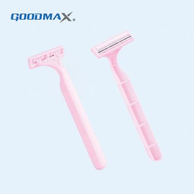 China High Quality Twin Blade Razor Women Safety Razor Pink Disposable Shaving Razor for sale