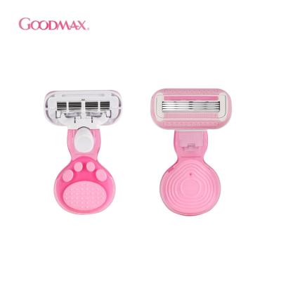 China Four Blade Portable Short Handle Stainless Steel Razor Blade Facial Makers For Women for sale