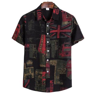 China Flower Series 100% Polyester Plus Size Men's Flower Shirt Printing Summer Thin Casual Loose Men's Shirt for sale