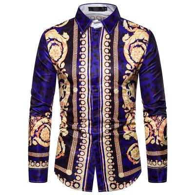 China 100% Polyester Men's Retro Creative 3D Printing Shirt Casual Long Sleeve Shirt for sale