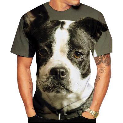 China Anti-wrinkle cute animal cute sled dog 3 D print men's European and American print T-shirt pet print T-shirt for sale