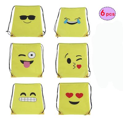 China Handled Durable Emie Smiley Drawstring Shopping Bag Foldable Backpack Storage Bag for sale