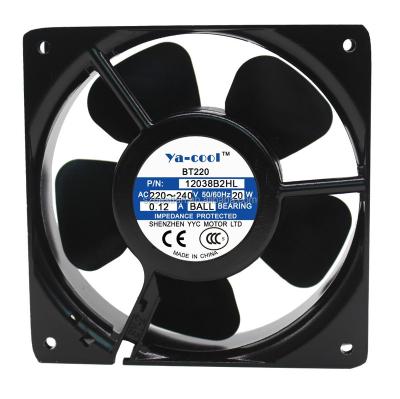 China PBT+Glass fiber grating cabinet cooling 220V 120X120X38mm AC axial electric fan motor for sale