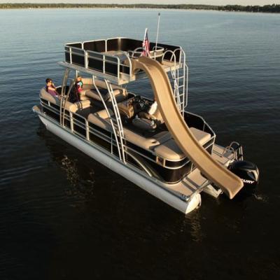 China 2021 Family Entertainment Kinlife Triple Engine Aluminum Frame Fishing Double Decker Catamaran Pontoon Boats for sale