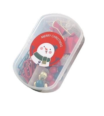 China Christmas Day Gold Thumbtack, Green Binder Clip, Red Paper Clip BoxChristmas Grid Small Snowman Gift Hanging Set of Three for sale