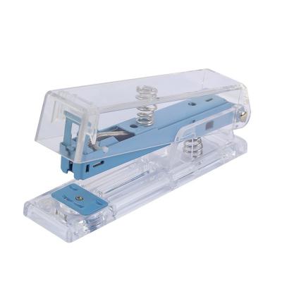 China Multi-Color Cute Transparent School Supplies Stapler Girl Size Candy Color Stapler Labor-Saving Binding Machine for sale