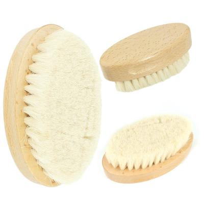 China Detangling Beech Wood Oval Handleless Wool Sweep Men's Beard Wool Brush For Personal Cleaning Brush for sale