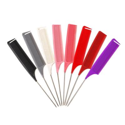 China For Home Use Treble-tail Comb For Professional Haircut Styling Anti-Static Plastic Solidcolor Rat Tail Comb For Barber Shop for sale