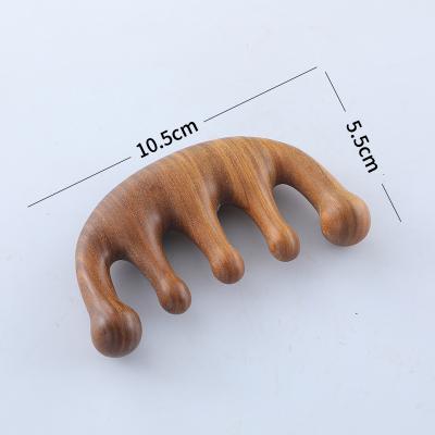 China Waterproof Manufacturers Natural Green Sandalwood Comb Head Five Teeth Around Ball Comb Skin Neck Sandalwood Massage Comb Meridian Wholesale for sale