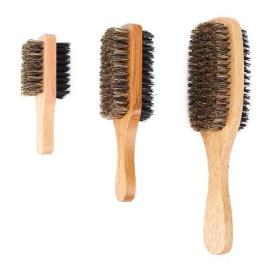 China Men's Beech Wood Comb Boar Bristle Hair Brush Waterproof Solid Wood Household Shaving Beard Brush for sale