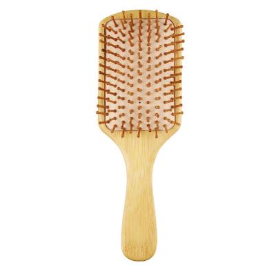 China Bamboo Wooden Paddle Detangling Hair Brush Air Cushion Sweep Bamboo Bristle Paddle Brush for sale