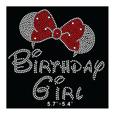 China Custom Hotfix Flatback Stones Birthday Girl Pattern Rhinestone Iron On For Clothing for sale